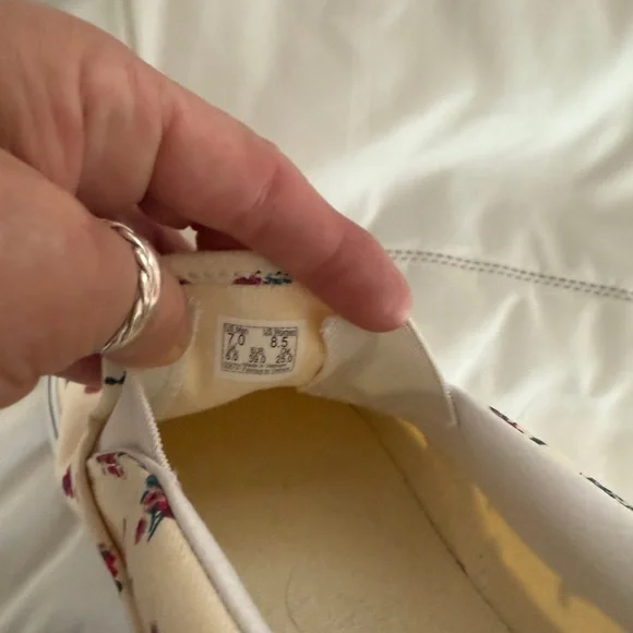 Vans Cream and Red Slip-On Sneakers - Picture 5 of 6